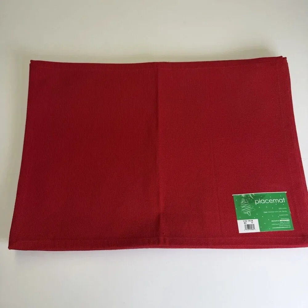 Bed Bath and Beyond Set of 9 Cotton Taylor Red Placemats Holiday 20